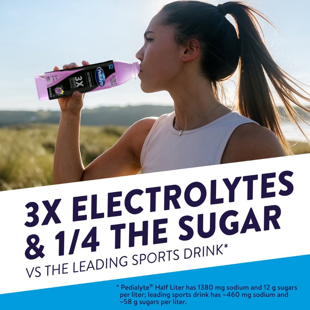 slide 4 of 6, Pedialyte Advanced Rehydration Grape Flavored Electrolyte Solution - 6 ct; 16.9 fl oz, 6 ct; 16.9 fl oz