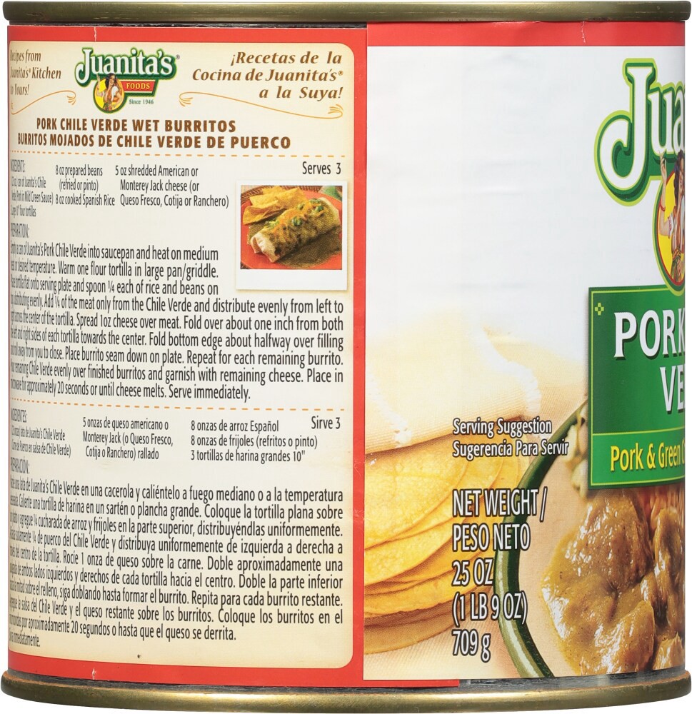 slide 4 of 4, Juanita's Pork Chile Verde, 25 oz