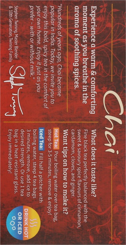 slide 4 of 4, Twinings Chai Flavoured Black Tea 20 Tea Bags - 20 ct, 20 ct; 1.41 oz