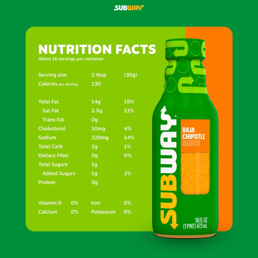 slide 6 of 6, Subway Baja Chipotle Sauce, 16 fl oz