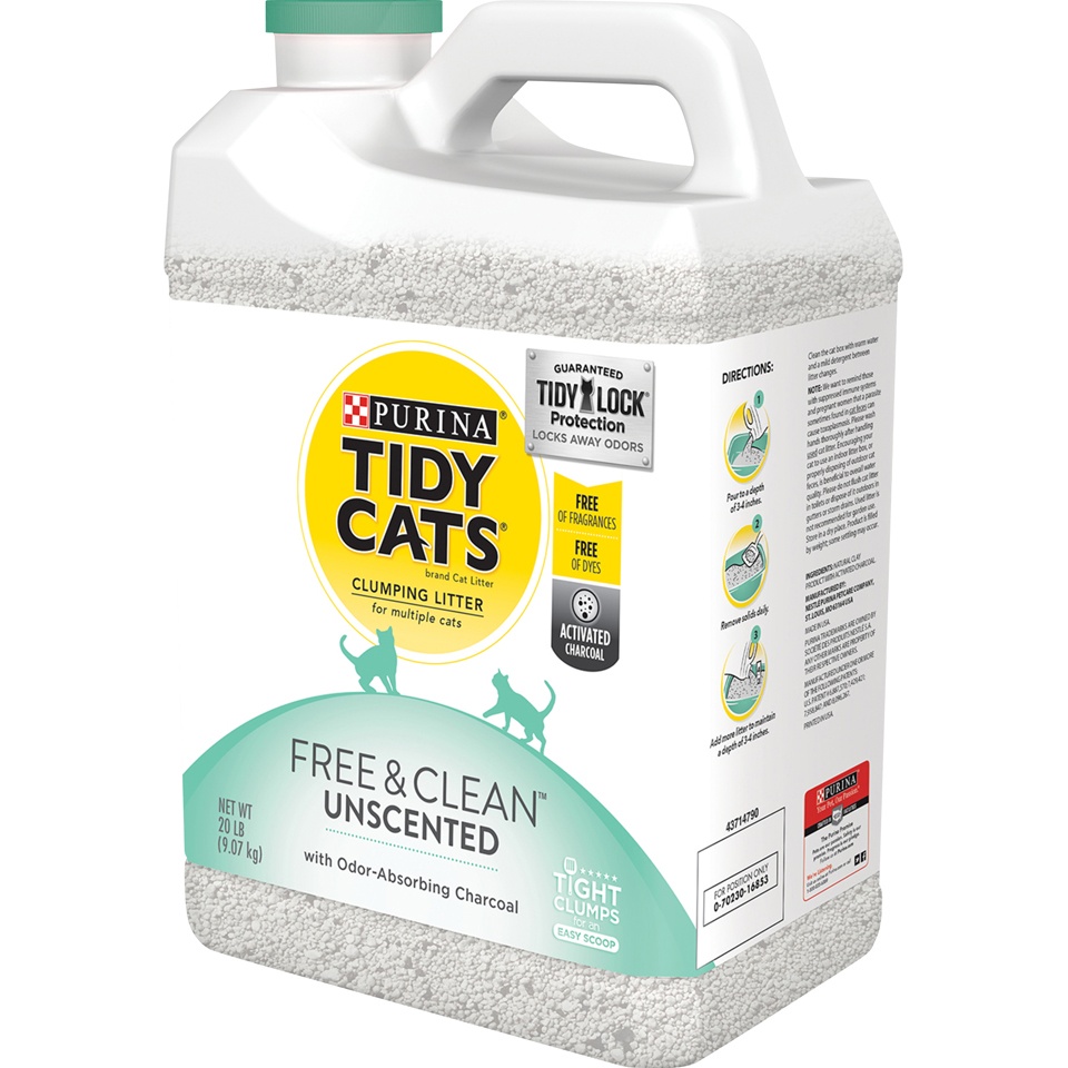 slide 3 of 8, Purina Tidy Cats Free Clean Unscented Clumping Multiple Cat Litter, 20 lb