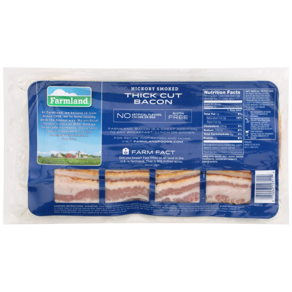 slide 2 of 2, Farmland Naturally Hickory Smoked Thick Cut Bacon, 16 oz, 16 oz