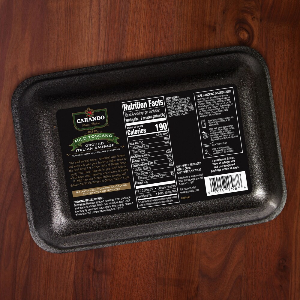 slide 3 of 6, Carando  Tsocano Ground Italian Sausage, 16 oz