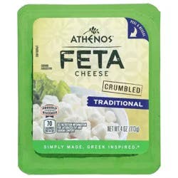 Athenos Traditional Crumbled Feta Cheese, 4 oz Tub