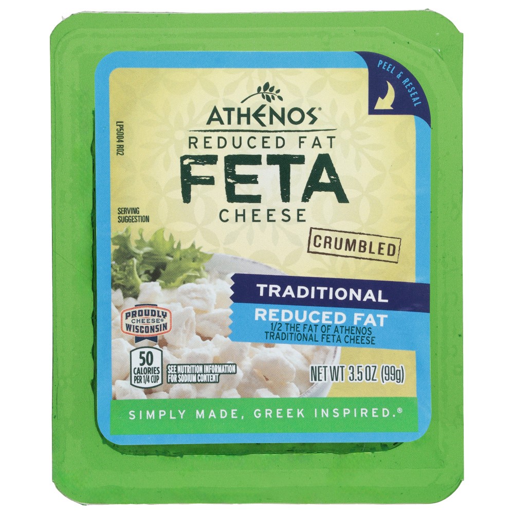 slide 5 of 6, Athenos Reduced Fat Crumbled Traditional Feta Cheese, 3.5 oz