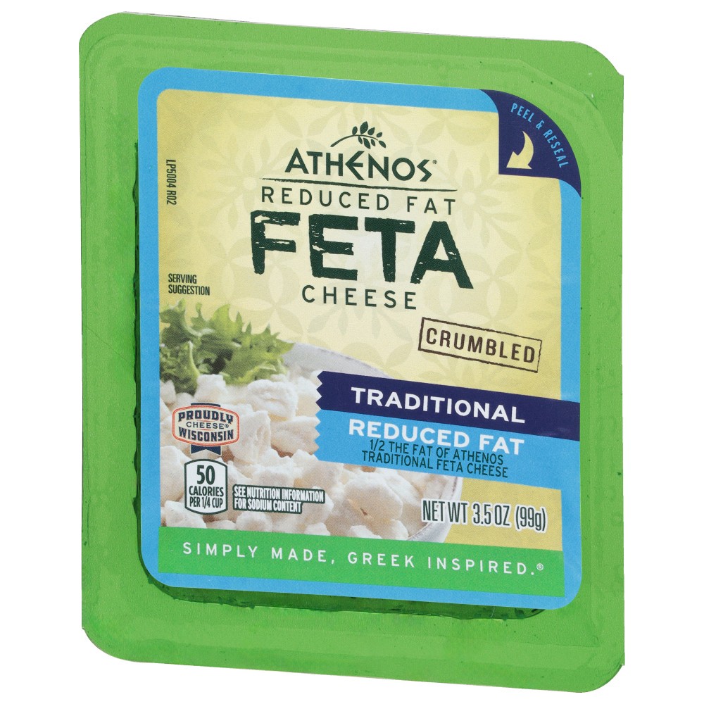 slide 3 of 6, Athenos Reduced Fat Crumbled Traditional Feta Cheese, 3.5 oz