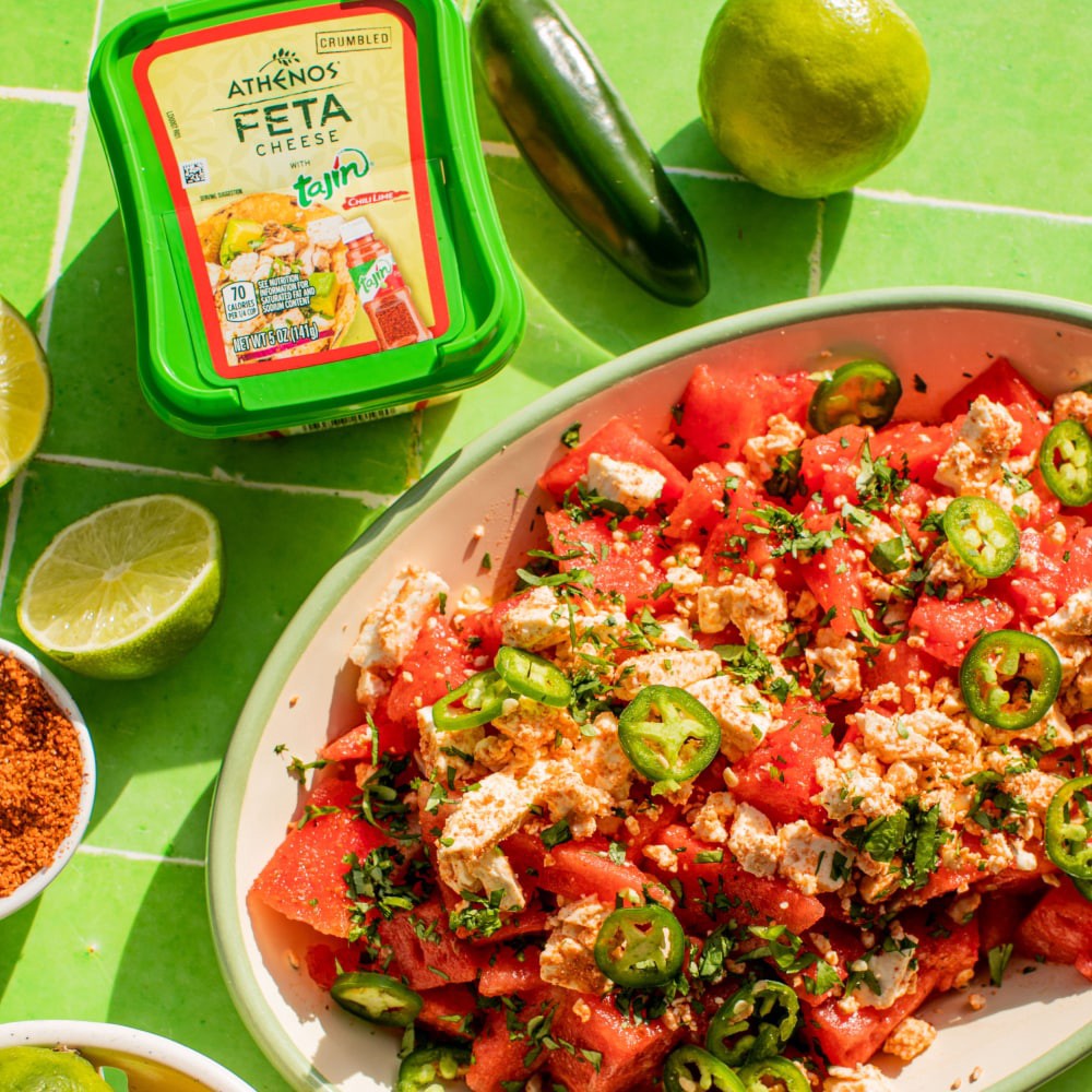 slide 2 of 4, Athenos Tajin Crumbled Traditional Feta Cheese 5 oz, 5 oz