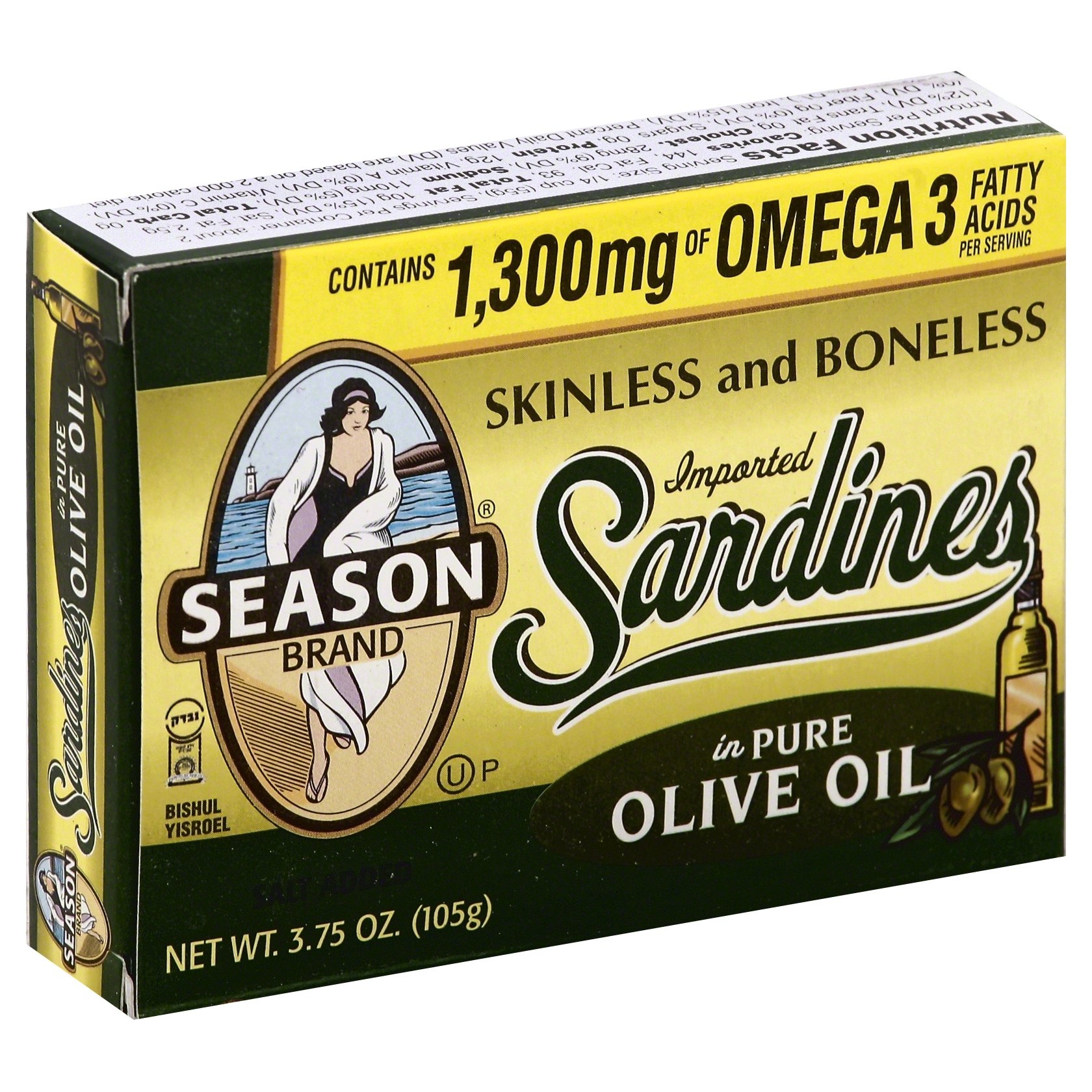 slide 1 of 1, Season Brand Skinless & Boneless Imported Sardines in Pure Olive Oil, 3.75 oz