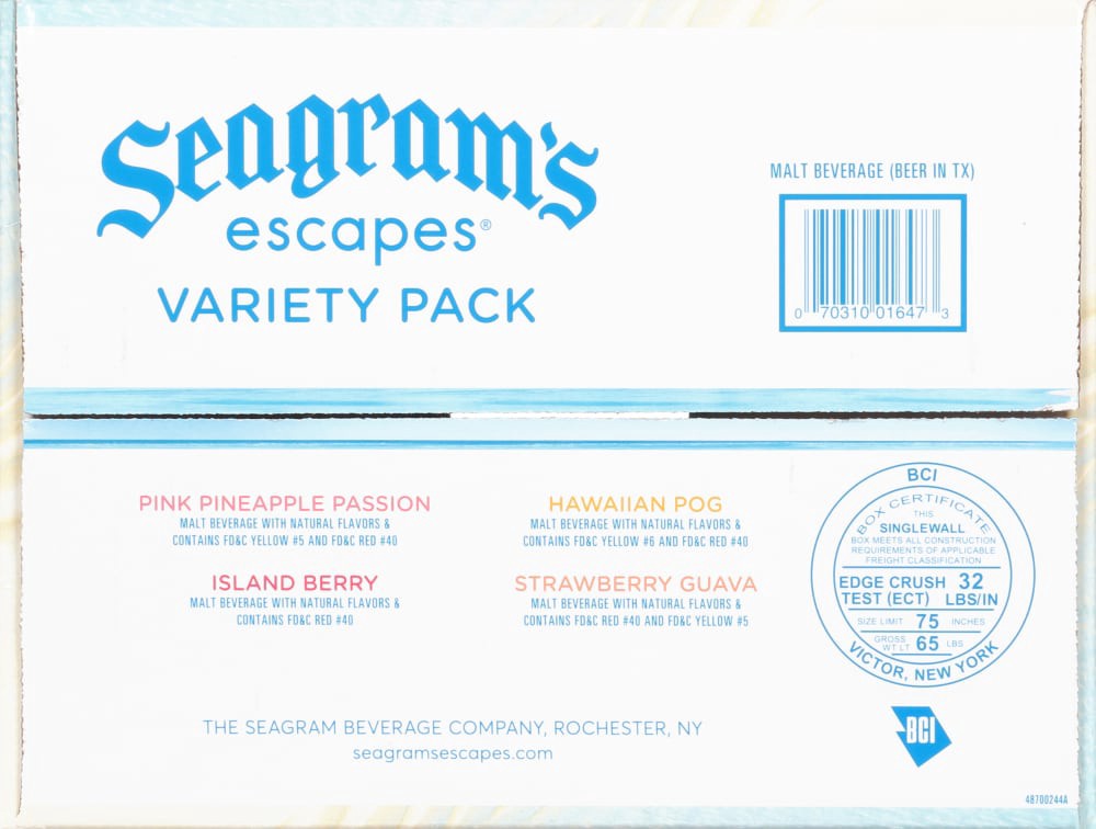 slide 2 of 3, Seagram's Escapes Seasonal Ice Variety Pack - 12/11.2 fl oz Bottle, 12/11.2 fl oz