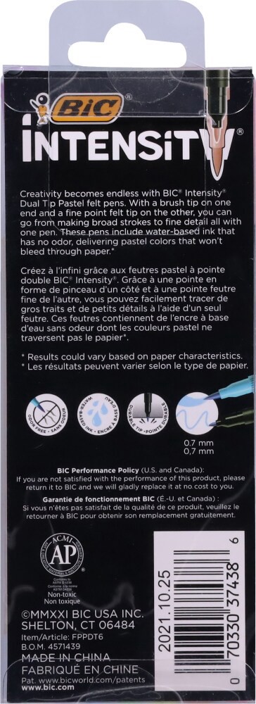 slide 2 of 2, Bic Intensity Dual Tip Pastel Pens, 6 ct