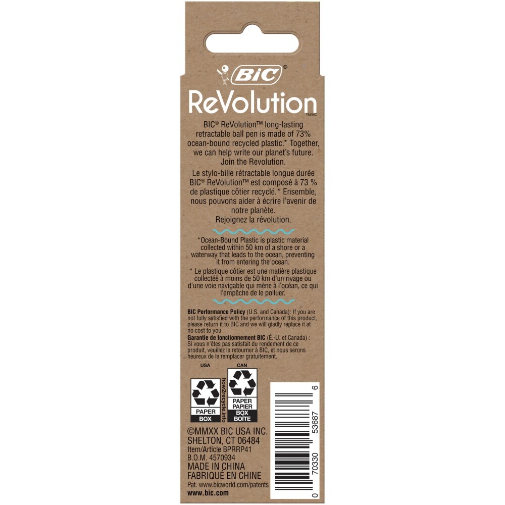 slide 2 of 2, BIC ReVolution Ball Pen Retractable 1.0mm, Blue, 4 ct