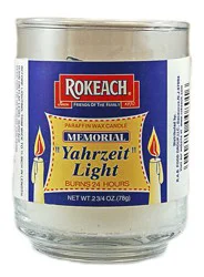 Rokeach Memorial Yahrzeit Light Wax Candle 1 Each