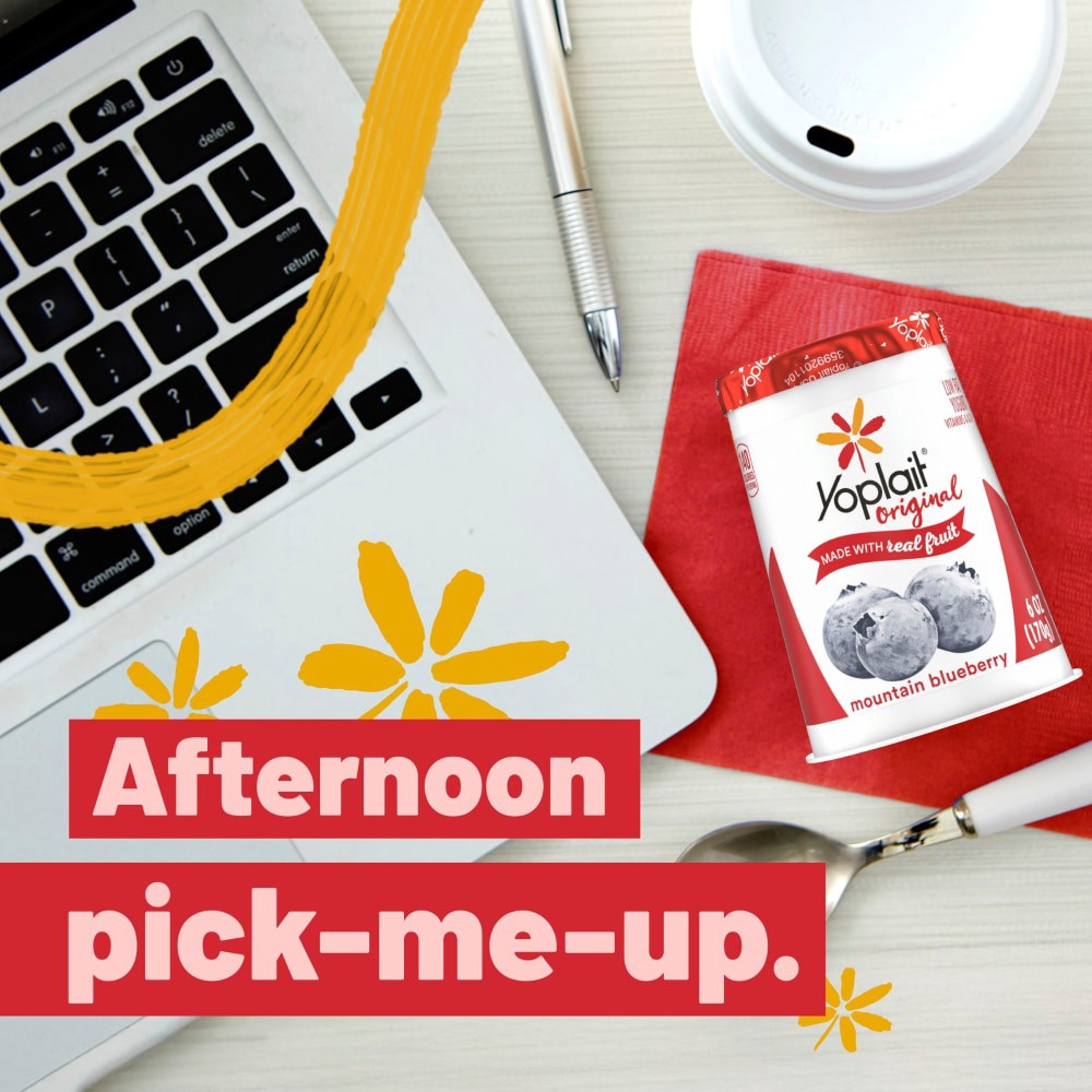 slide 3 of 4, Yoplait Original Low Fat Mountain Blueberry Yogurt Cup, Made with Real Fruit, 6 oz, 6 oz