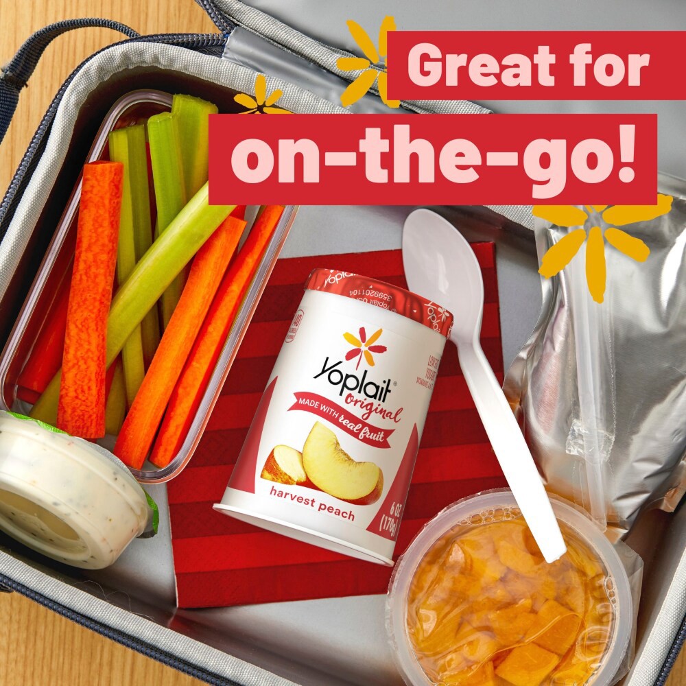 slide 2 of 6, Yoplait Original Low Fat Harvest Peach Yogurt Cup, Made with Real Fruit, 6 oz, 6 oz