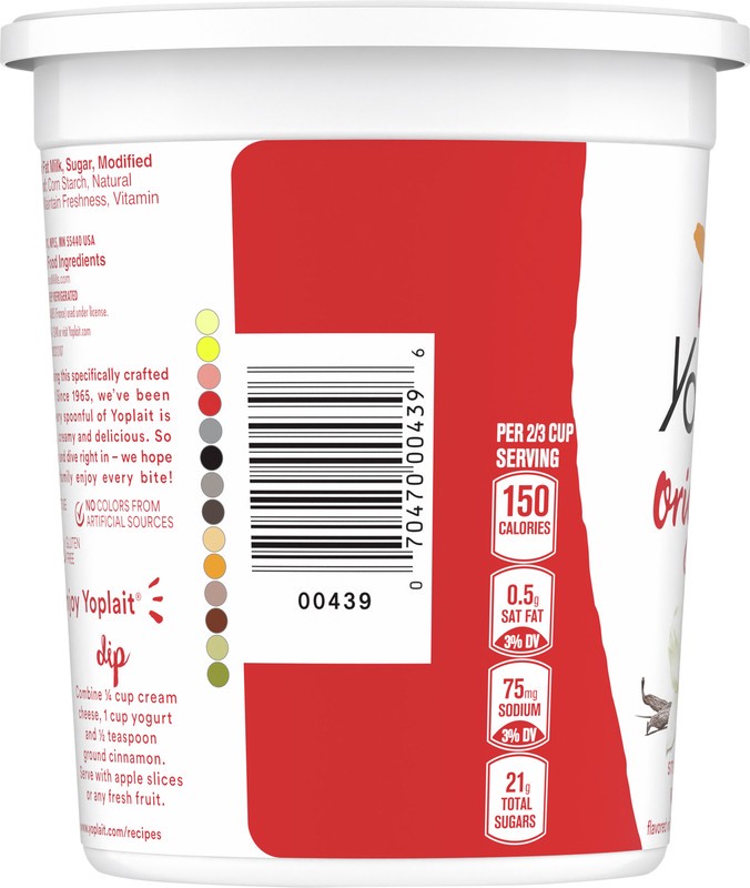 slide 3 of 5, Yoplait Original Smooth Style Vanilla Low Fat Yogurt, 32 OZ Yogurt Tub, 2 lb