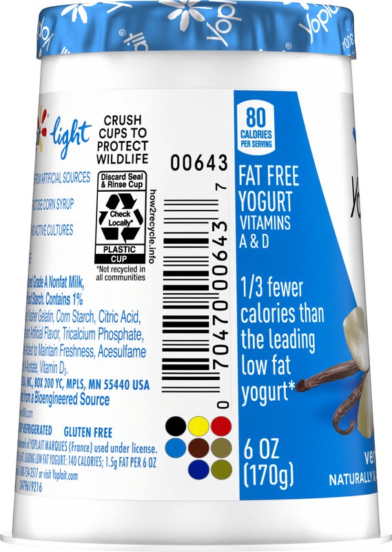 slide 5 of 5, Yoplait Light Very Vanilla Fat Free Yogurt, 6 OZ Yogurt Cup, 6 oz