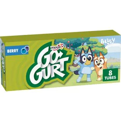 Go-Gurt Yoplait Go-GURT Bluey Kids Fat Free Yogurt, Berry, Gluten Free Snacks, 1 lb (8 Tubes)