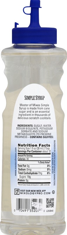 slide 4 of 4, MASTER OF MIXES Simple Syrup - 375 ml, 375 ml