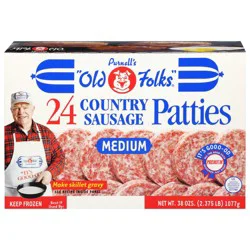 Purnell's "Old Folks" Medium Sausage Patties, 24 ct, 38 oz