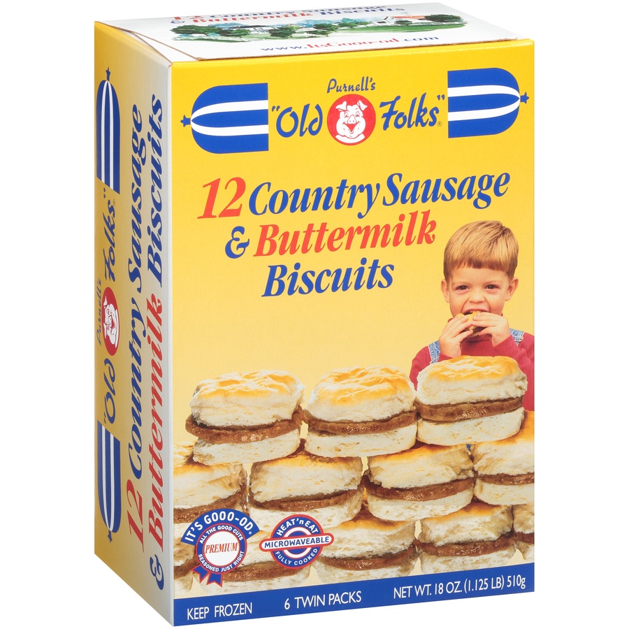 slide 2 of 8, Purnell's "Old Folks" Country Sausage & Buttermilk Biscuits, 12 ct