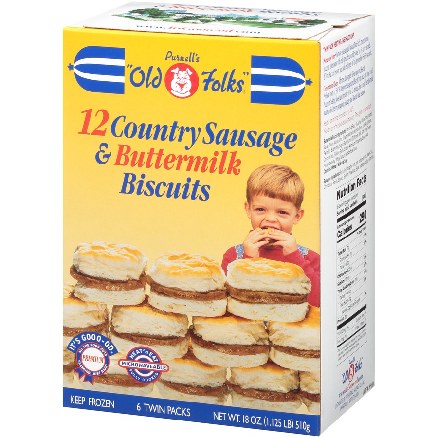 slide 3 of 8, Purnell's "Old Folks" Country Sausage & Buttermilk Biscuits, 12 ct