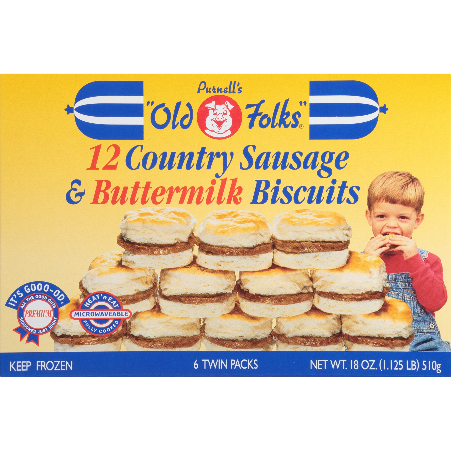 slide 6 of 8, Purnell's "Old Folks" Country Sausage & Buttermilk Biscuits, 12 ct