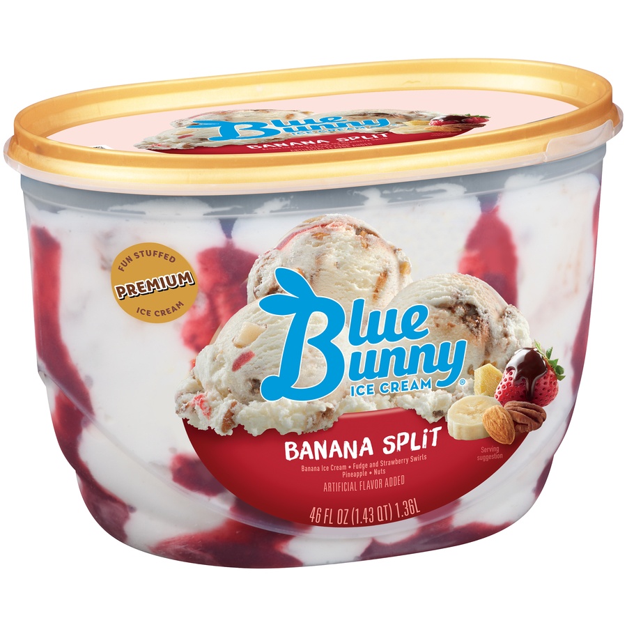 slide 8 of 8, Blue Bunny Banana Split Frozen Dessert, 46 fl oz, 46 fl oz