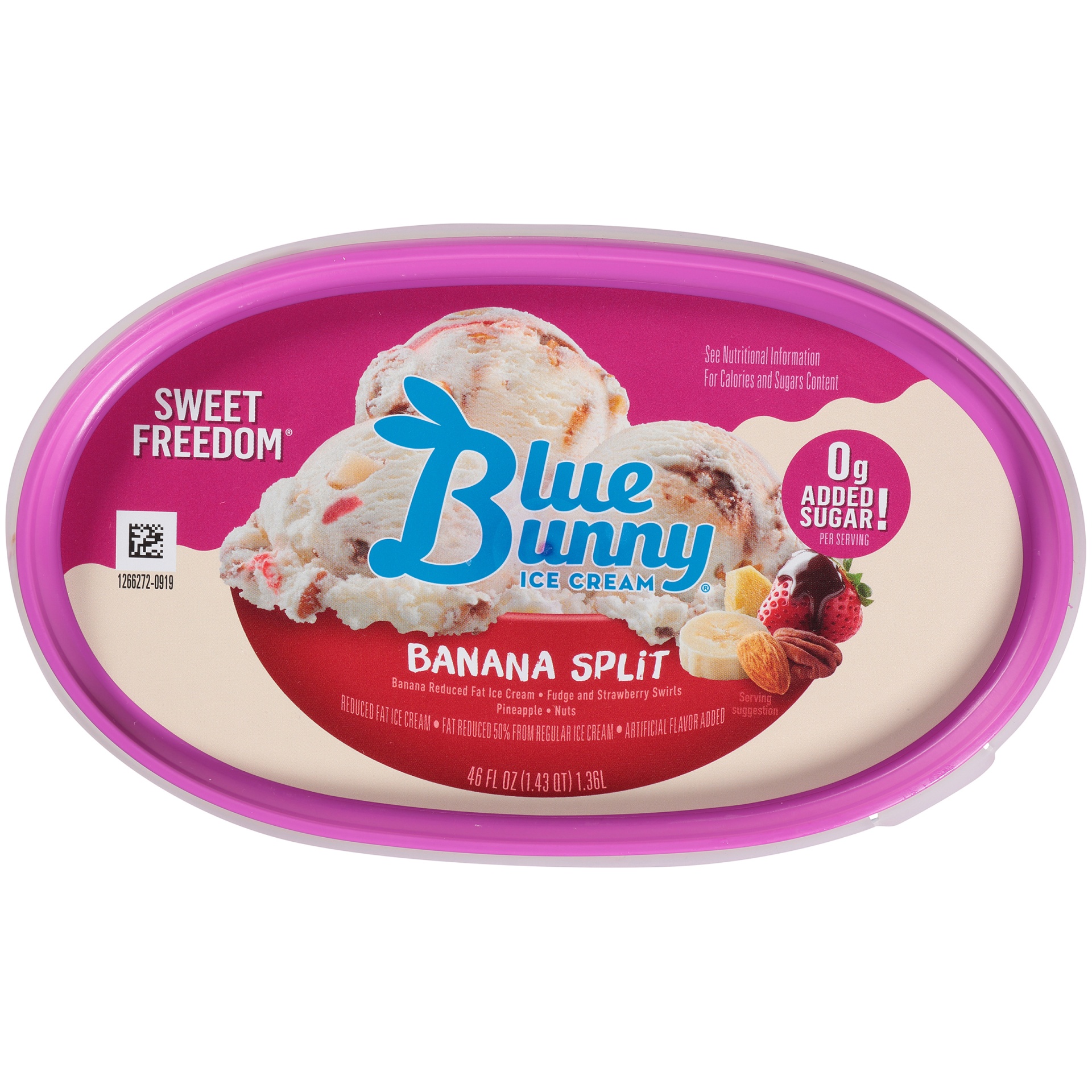 slide 6 of 6, Blue Bunny Sweet Freedom Reduced Fat Banana Split Ice Cream 46 fl oz, 46 fl oz