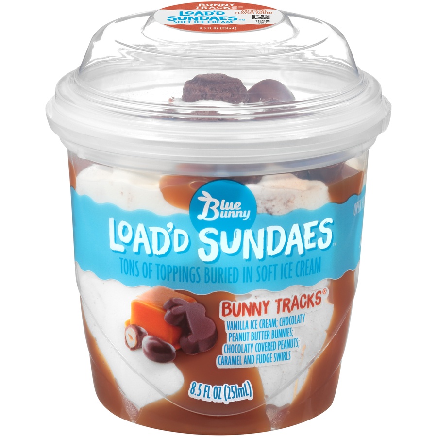 slide 3 of 9, Blue Bunny Load'D Sundaes Bunny Tracks Soft Ice Cream, 8.5 fl oz