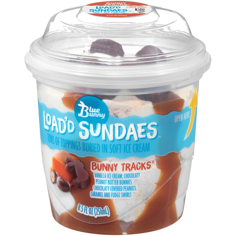 slide 5 of 9, Blue Bunny Load'D Sundaes Bunny Tracks Soft Ice Cream, 8.5 fl oz