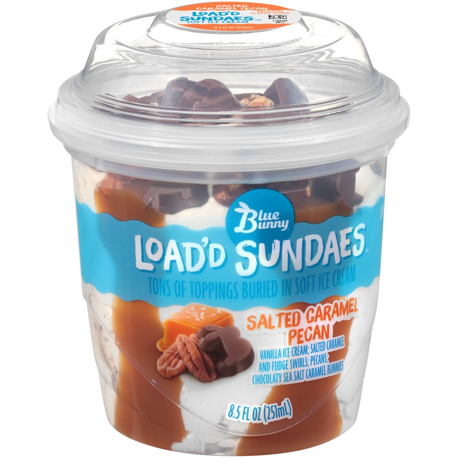 slide 2 of 8, Blue Bunny Load'd Sundae Salted Caramel Pecan, 8.5 oz