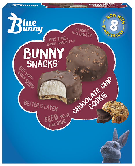 slide 5 of 7, Blue Bunny Bunny Snacks Chocolate Chip Cookie Reduced Fat Ice Cream , 19.2 fl oz; 8 ct
