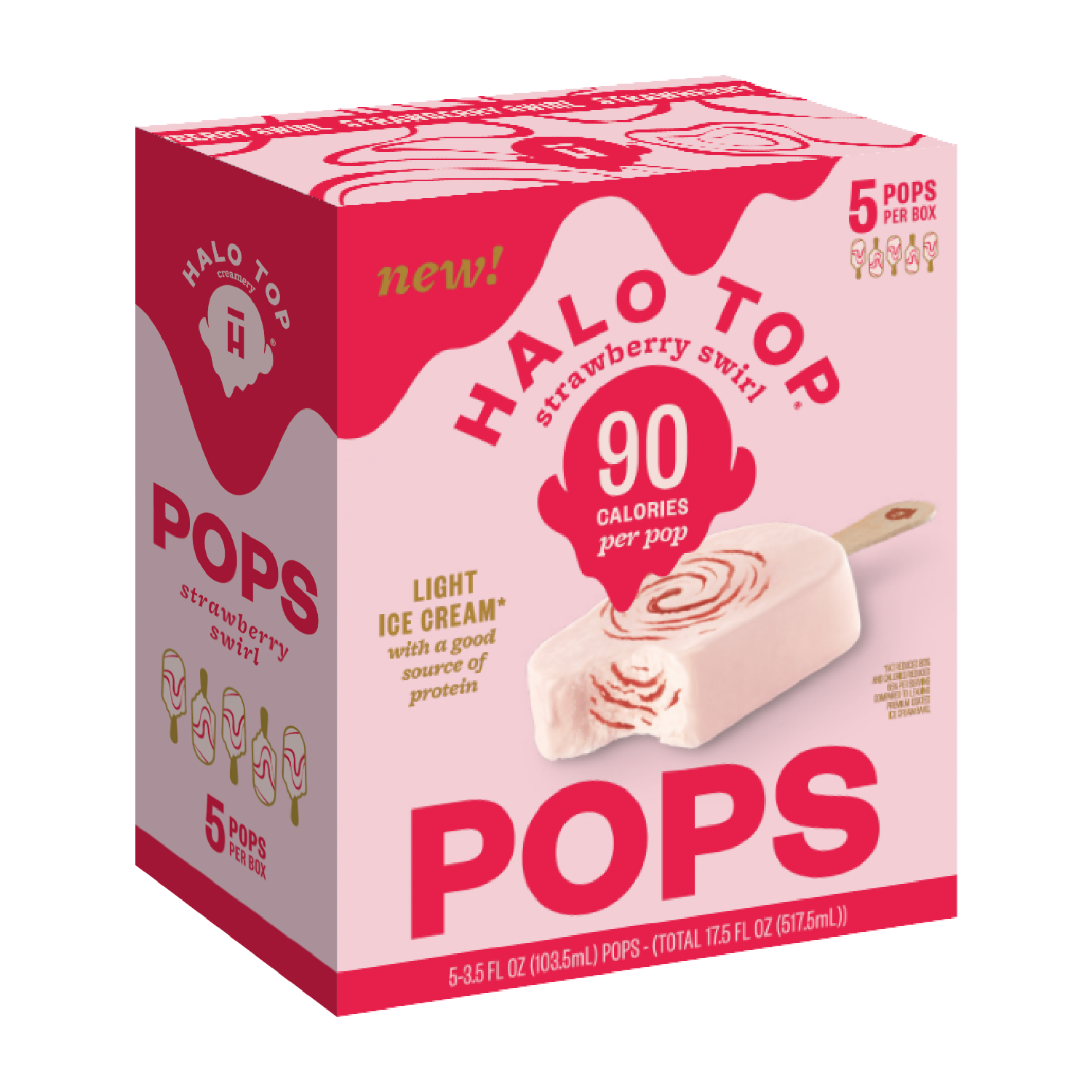 slide 2 of 7, Halo Top Creamery Strawberry Swirl Light Ice Cream Pops, 5 ct; 3.5 fl oz