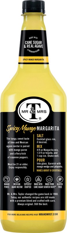 slide 2 of 5, Mr & Mrs T Non-Alcoholic Mix, Spicy Mango, Margarita, 33.8 oz