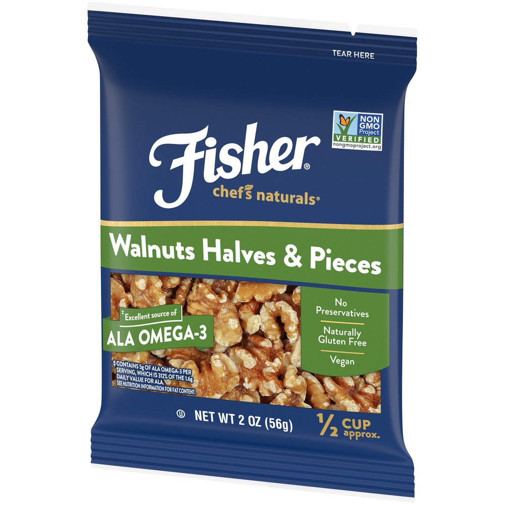 slide 8 of 8, Fisher Walnuts Halves, 2 oz