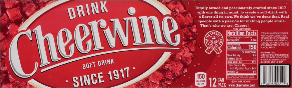 slide 3 of 5, Cheerwine Cherry Soda Cans, 12 ct; 12 fl oz