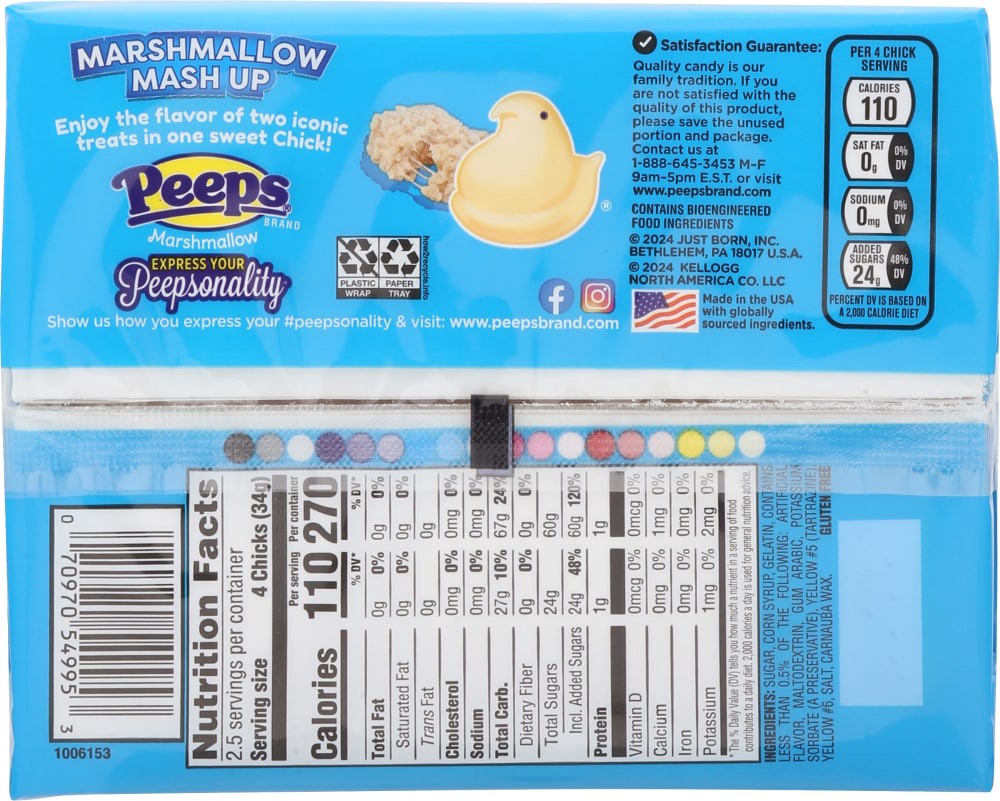 slide 2 of 3, Peeps Kellogg's Rice Krispies Treats Flavored Marshmallow 3 oz, 3 oz