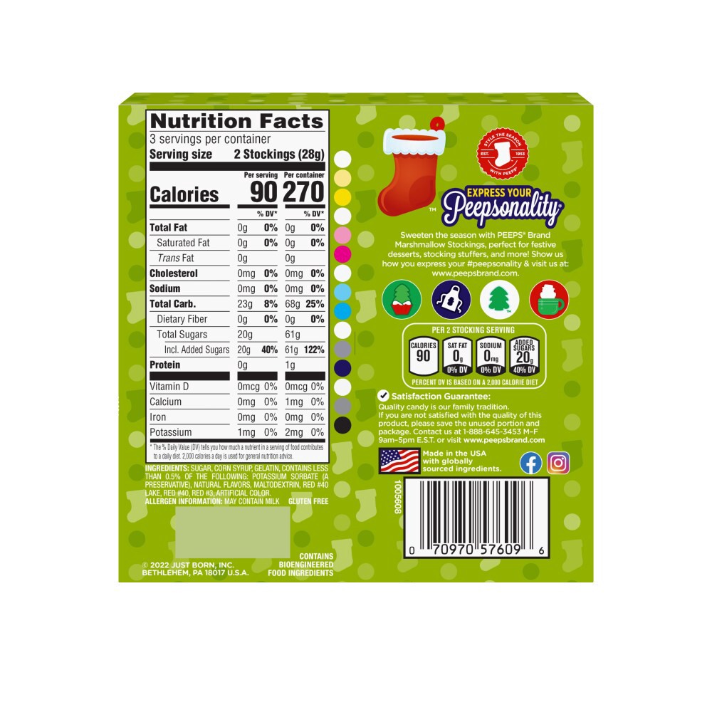 slide 4 of 4, Just Born Peeps Marshmellow Stockings, 3 oz