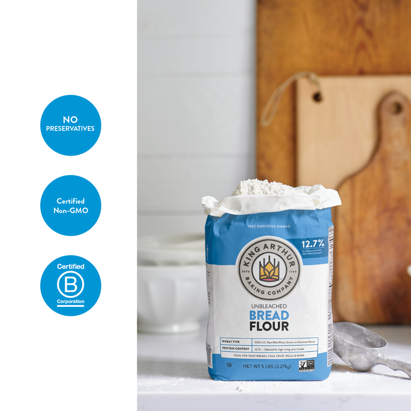 slide 5 of 5, King Arthur, Unbleached Bread Flour, Non-GMO Verified, Certified Kosher, No Preservatives, 10 lbs, 10 lb