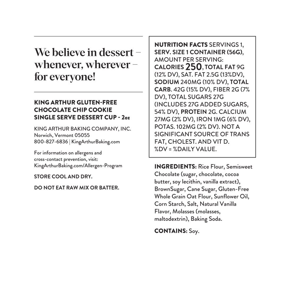 slide 3 of 5, King Arthur Flour Gluten Free Chocolate Chip Cookie Cup - 2 oz, 2 oz