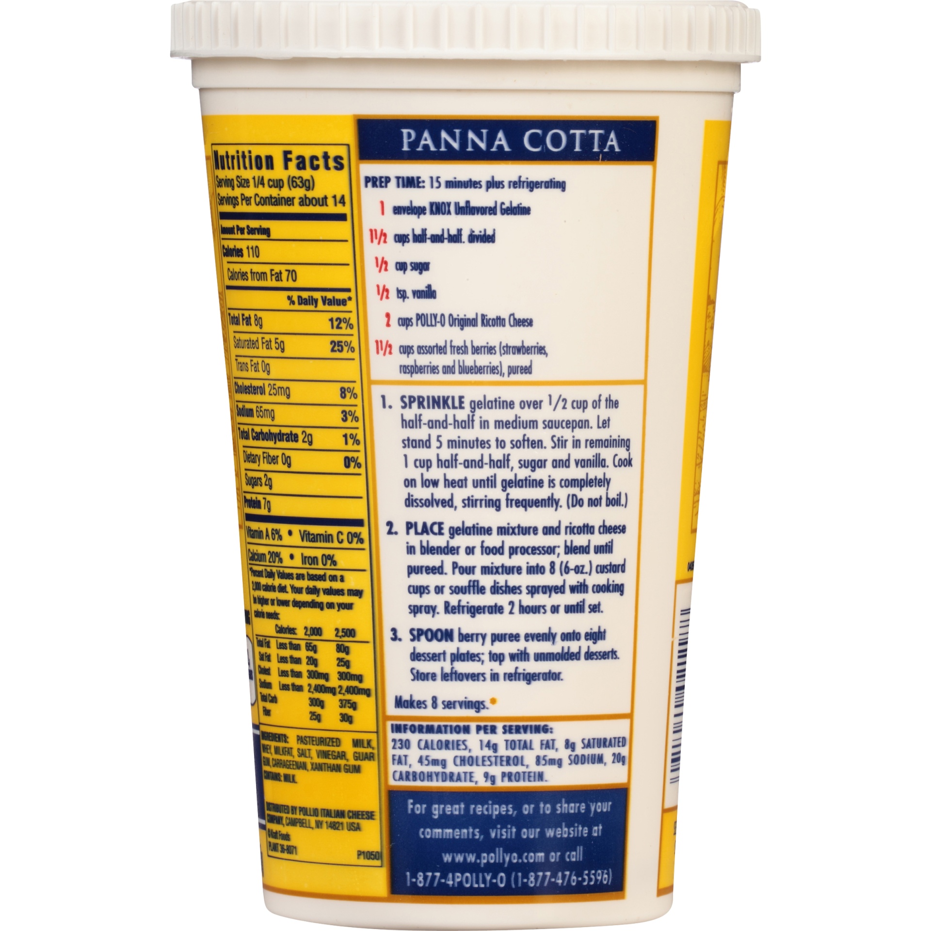 PollyO Original Ricotta Cheese Tub 2 lb Shipt