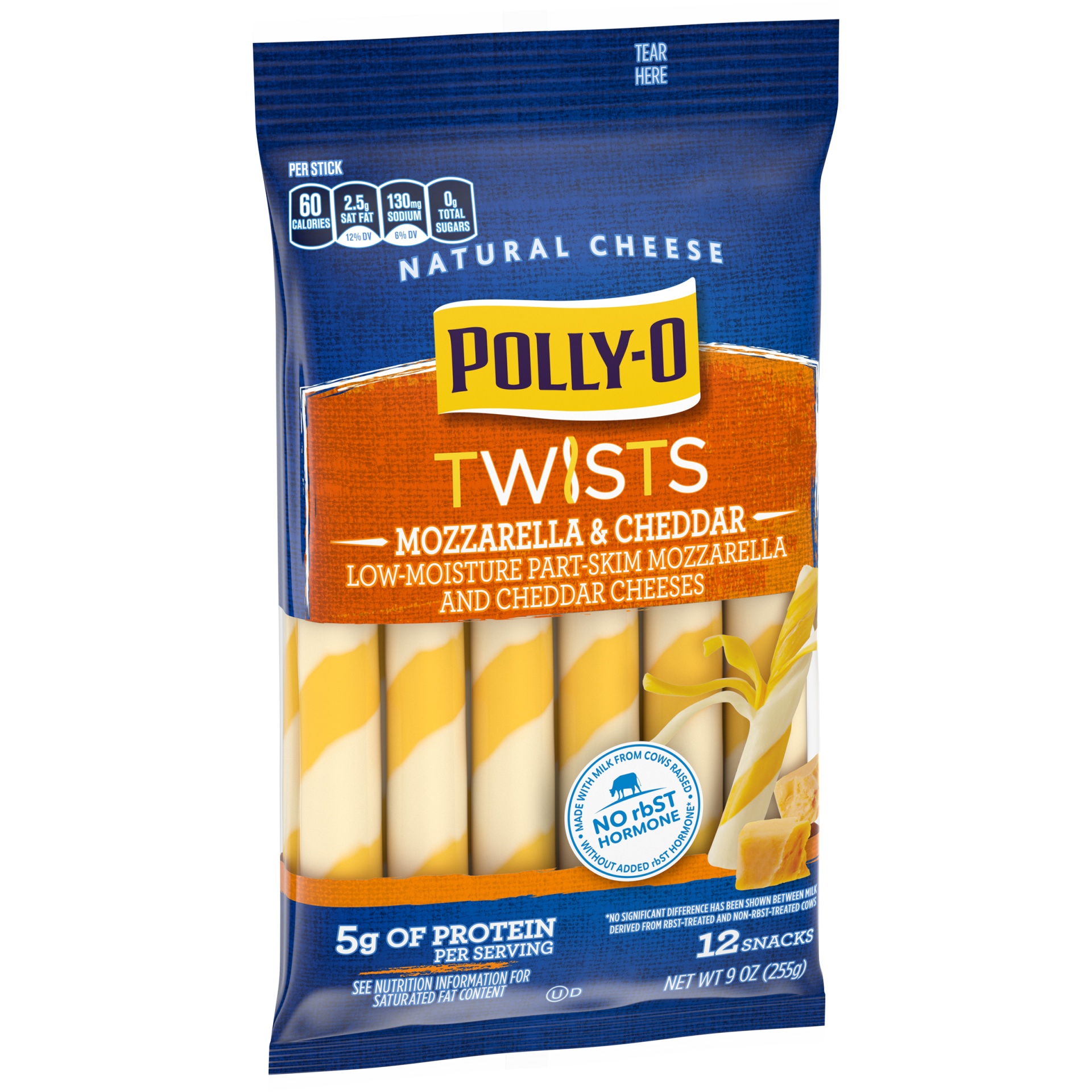 slide 3 of 9, Polly-O Twists Mozzarella and Cheddar String Cheese, 12 ct - 9 oz Packageed, 12 ct