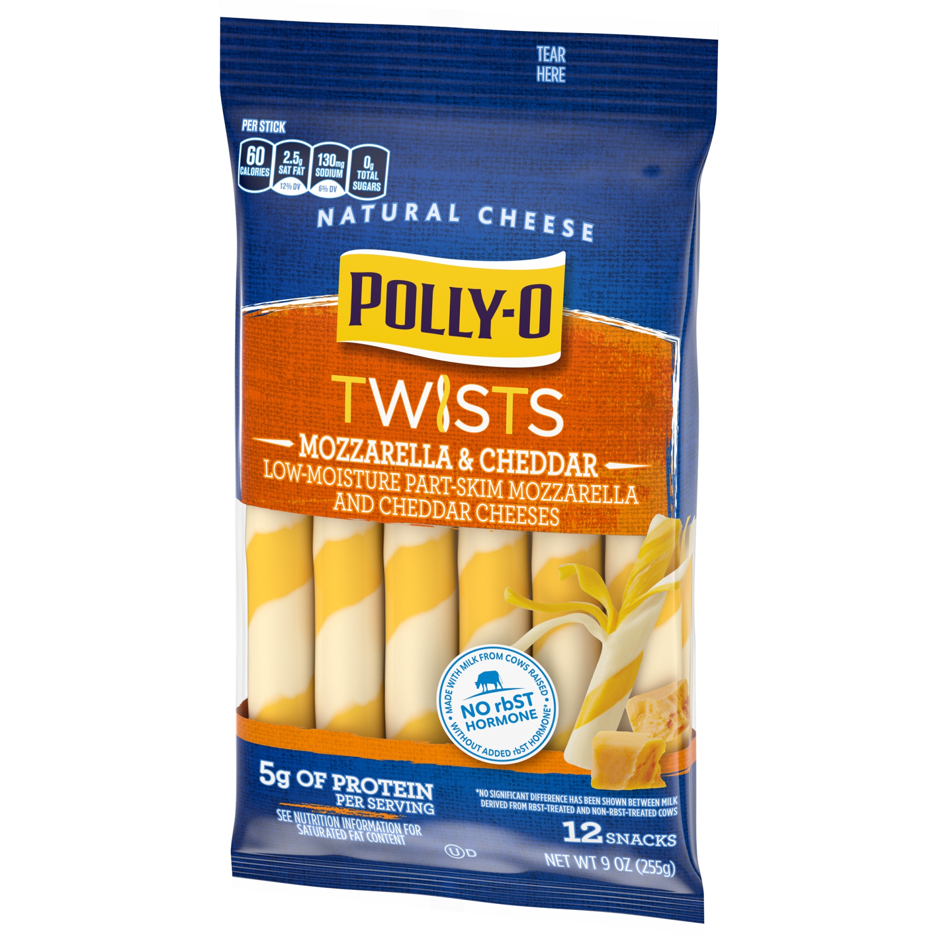 slide 6 of 9, Polly-O Twists Mozzarella and Cheddar String Cheese, 12 ct - 9 oz Packageed, 255 g