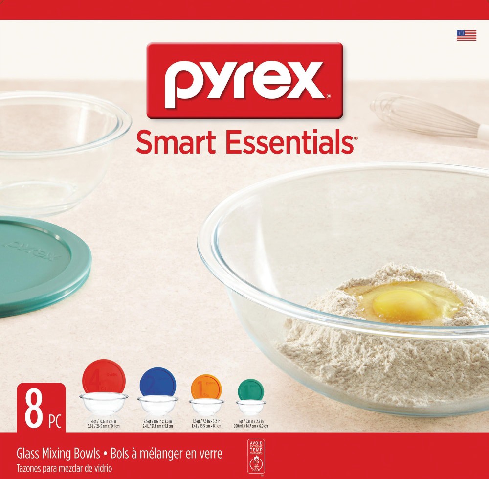 slide 2 of 2, Pyrex Smart Essentials Mixing Bowl Set, 8 ct