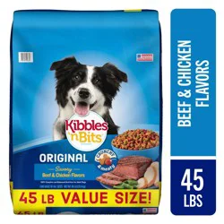 Kibbles 'n Bits Dry Dog Food, Original Savory Beef & Chicken Flavors, 45 lb. Bag, 45 pounds