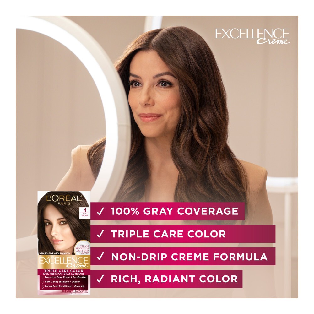 slide 3 of 4, L'Oréal Excellence Triple Protection Permanent Hair Color - 6.3 fl oz - 5 Medium Brown - 1 Kit, 1 ct