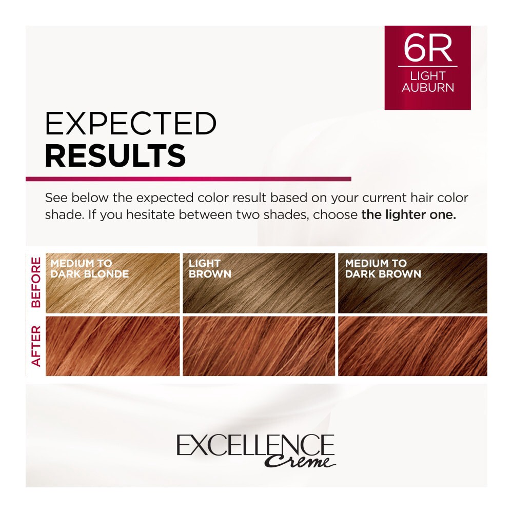 slide 2 of 6, L'Oréal Excellence Triple Protection Permanent Hair Color - 18 fl oz - 6R Light Auburn - 1 kit, 18 fl oz