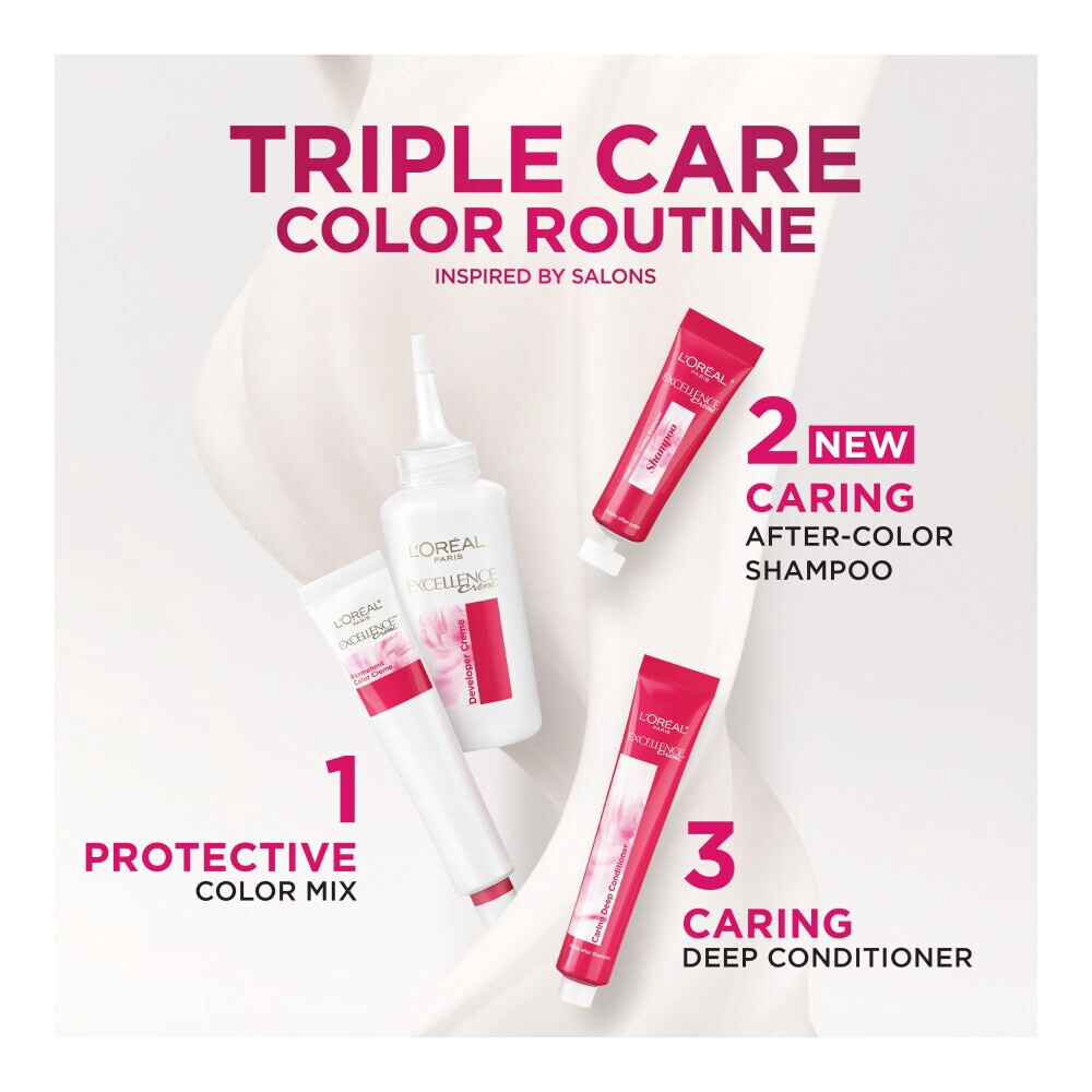 slide 3 of 6, L'Oréal Excellence Triple Protection Permanent Hair Color - 18 fl oz - 6R Light Auburn - 1 kit, 18 fl oz