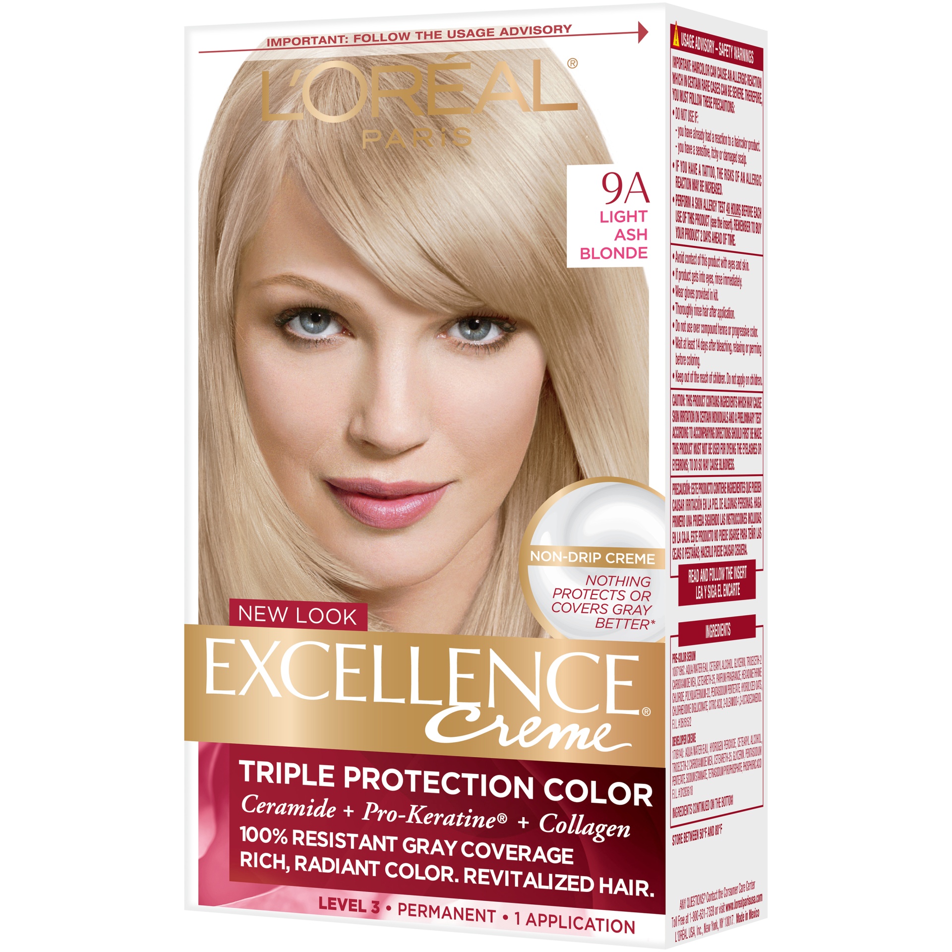 slide 4 of 7, L'Oréal Excellence Triple Protection Permanent Hair Color - 6.3 fl oz - 9A Light Ash Blonde - 1 Kit, 1 ct