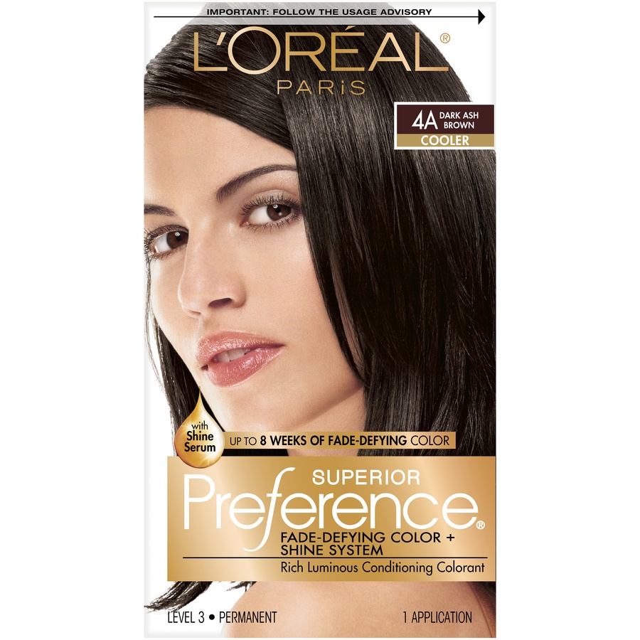 slide 3 of 8, L'Oréal Fade-Defying Color + Shine System - 4A Dark Ash Brown, 1 ct